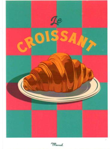 Coupon menu design with croissant on a plate. Coupon menu design with croissant on a plate.