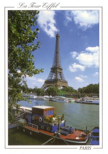 USSR - CIRCA 1988: Postcard printed in USSR shows Eiffel Tower, circa 1988
