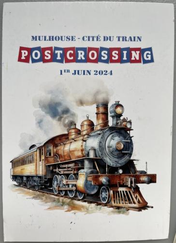 Postcard printed in PotSDAM shows locomotive, circa 2015