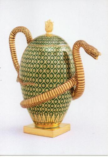 Antique ceramic teapot isolated on white background, Thailand.