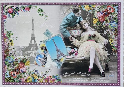 A stamp printed in Paris shows image of the couple, circa 1987