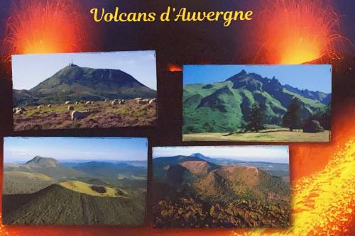 Vintage postcard with a picture of the mountains and the sky