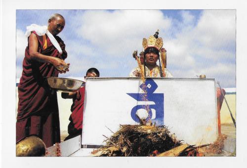 A stamp printed in USA shows image of a monk, circa 2004