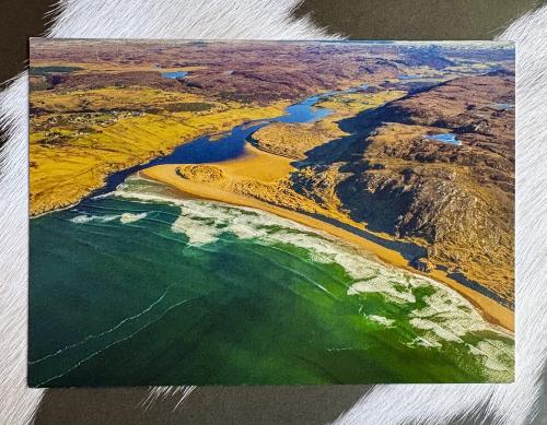 Aerial view of the river and the beach. Photo collage.
