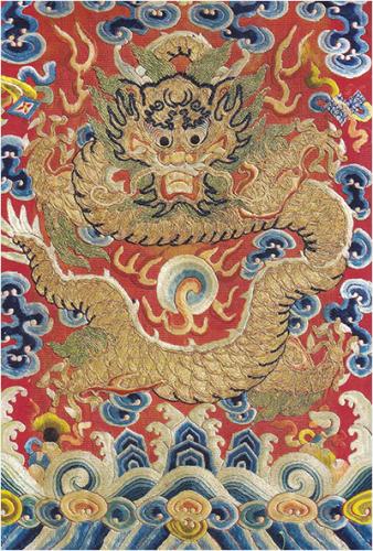 Chinese style dragon painting on the wall of a temple in China.