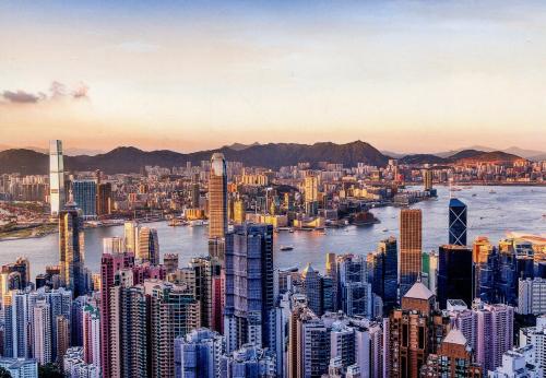 Panoramic view of Hong Kong from Victoria Peak.