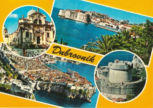 Collage of Dubrovnik, Croatia. Old postcard.