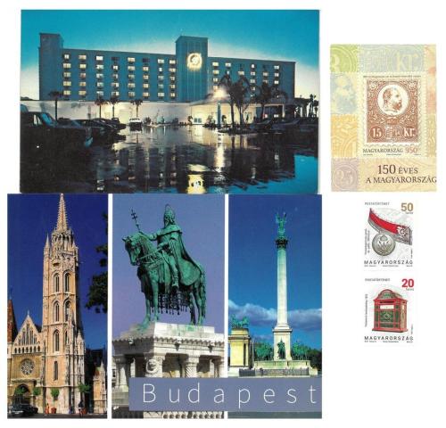 Postage stamps printed in Hungary dedicated to the 100th anniversary of Budapest, circa 2017
