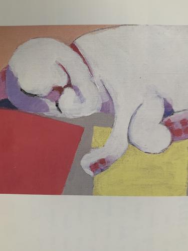 abstract painting of a cat on the wall, close-up
