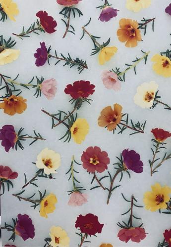 Flower pattern on paper background, flat lay, top view.