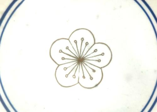 Plum blossom in a pottery dish, detail of a flower