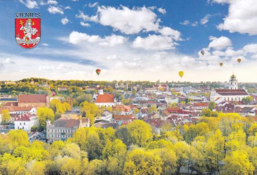 Cityscape of Vilnius, Lithuania. Stylized painting