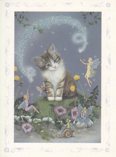 Vintage postcard from the mid-19th century with the image of a cat