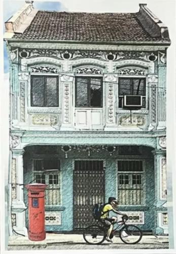Old house in Istanbul, Turkey. Vintage postcard from the mid-19th century.