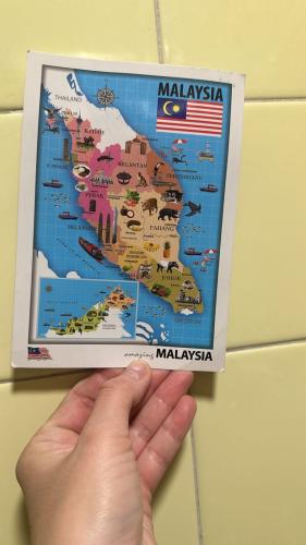 Tourist map of the state of New York in her hand.