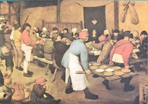 Vintage painting of a man working on a pottery wheel in his workshop