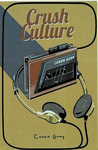 Illustration of a retro radio with headphones on a yellow background.