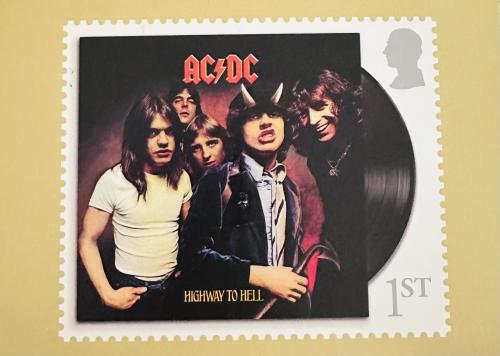 A stamp printed in USA shows image of a group of people, circa 1980.