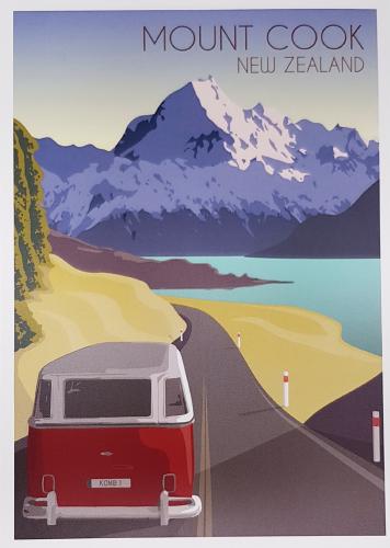 A postcard printed in the Bavarian Alps shows a motorhome, circa 2017