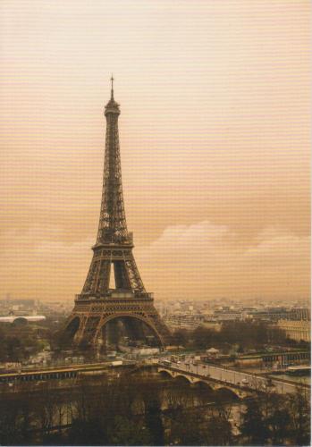 Paris, Eiffel Tower. Vintage postcard with text space