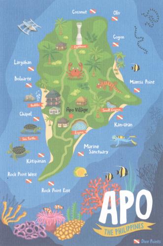 Aquapark map of Australia with corals and fish.