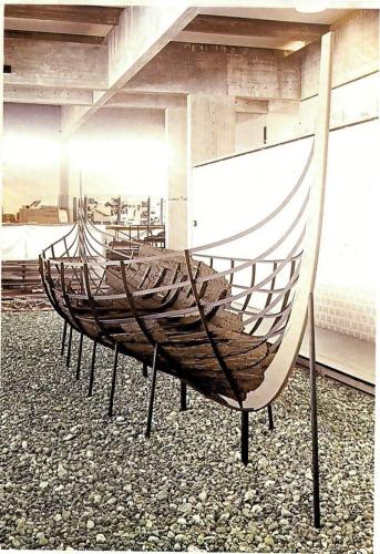 Wooden chairs in the interior of a modern building. 3d rendering