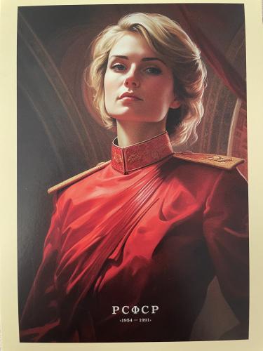 Portrait of a beautiful woman in a red dress. Retro style