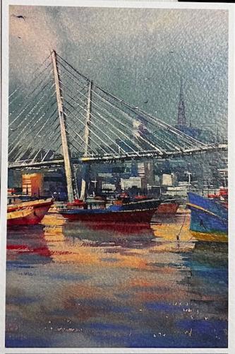 USSR - CIRCA 1980s: A postcard printed in USSR shows image of the bridge, circa 1980s