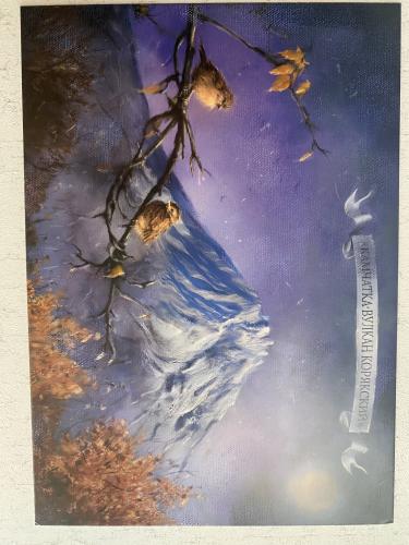 A postcard printed in Russia shows image of the winter landscape