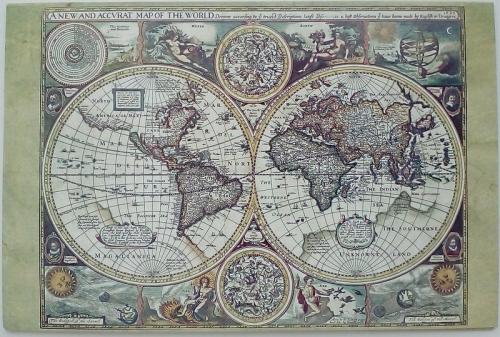 Old map of the world on a white background. Vintage photography.