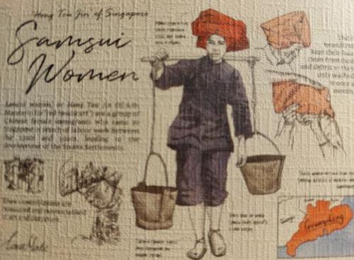 Vintage background with a picture of a woman and a bucket.
