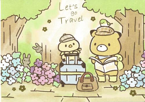 Illustration of a cute hippo and a girl traveling in the park