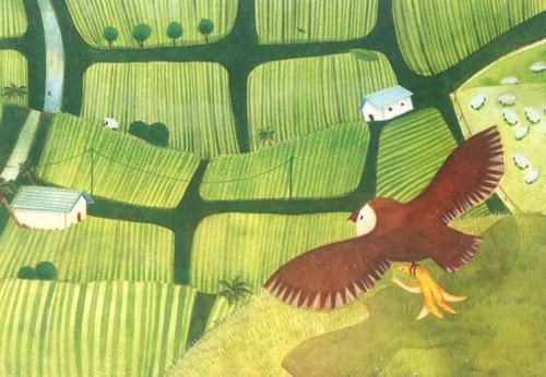 bird on the grass in the garden,illustration of thailand