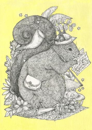 Rabbit fairy tale. Fairy tale animal. Hand drawn illustration.