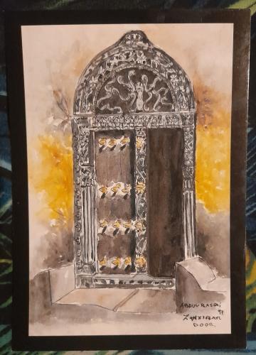 A painting of a window in the Basilica of the Annunciation in Nazareth, Israel