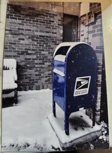 Mailbox on the street in winter. Mail box in the snow