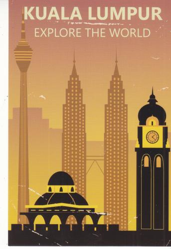 Kuala Lumpur, Malaysia travel poster. Vector illustration of Kuala Lumpur city skyline.