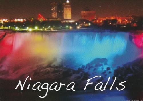 Niagara Falls at night, Ontario, Canada. Waterfall background