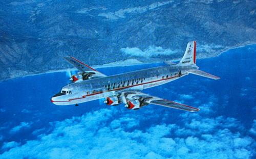 Airplane on the background of the blue sea. 3d rendering
