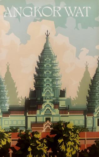 Landscape of an ancient temple in Thailand. Illustration in vector format