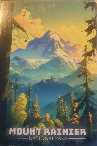 Mountain landscape with coniferous forest and mountains. Vector illustration