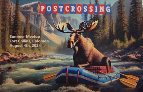 Postcard printed in Poland shows a moose