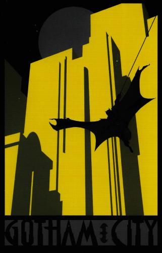 illustration of a silhouette of a dragon in the city at night