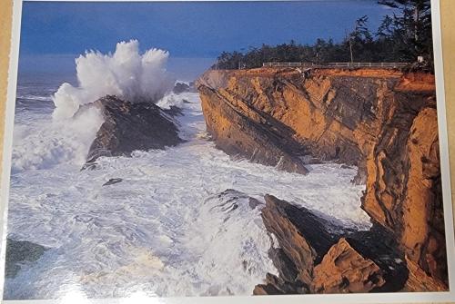 Watercolors of a storm on the coast of the Pacific Ocean.