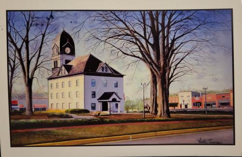 A postcard printed in USA shows a church, circa 2015