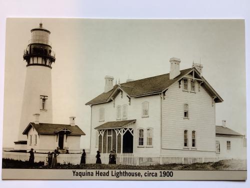 Lighthouse in Cape Cod, Massachusetts, USA. Vintage postcard.