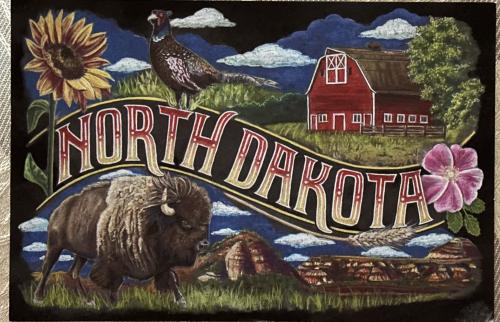 A stamp printed in USA shows image of a bison, circa 1987