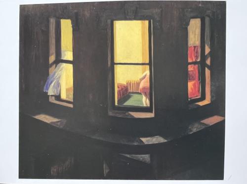 Handmade oil painting of a window in a room with a beautiful view