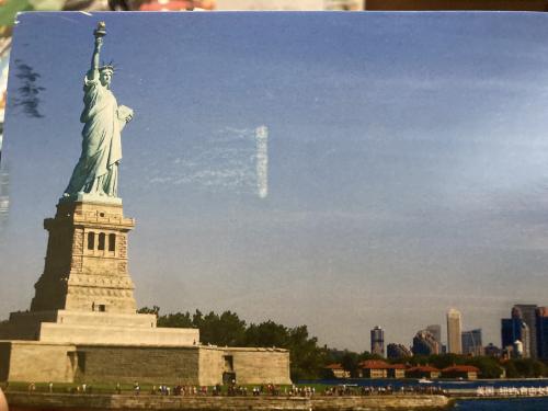 Statue of Liberty in New York City, USA. Photo in old image style.