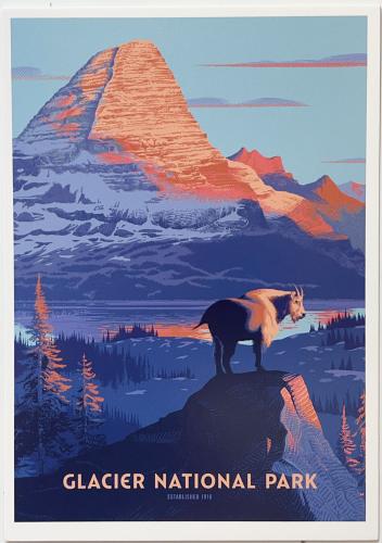 Canadian Rockies, Alberta, Canada. A postcard printed in the USA shows the Rocky Mountains of Alberta.